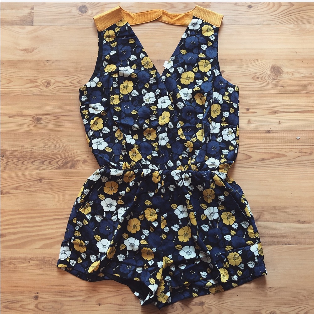Navy & Yellow Floral Romper (NEW)